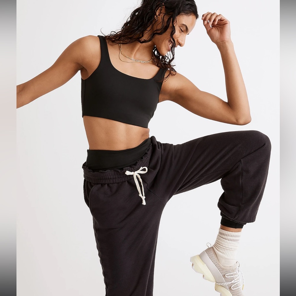 Madewell Black Scoop-Neck Sports Bra